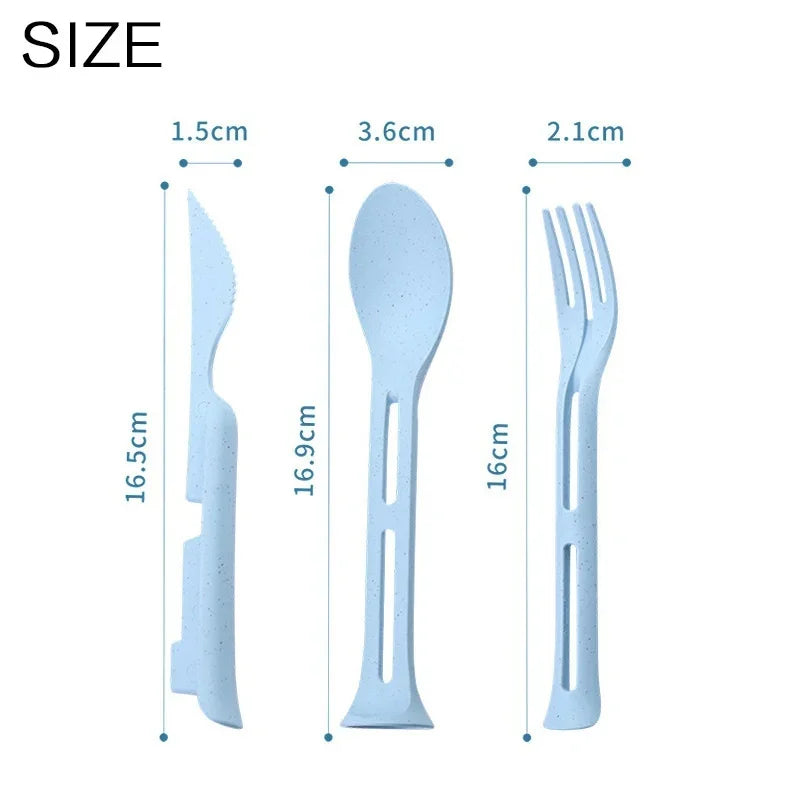 3PCS Tableware Set Wheat Straw